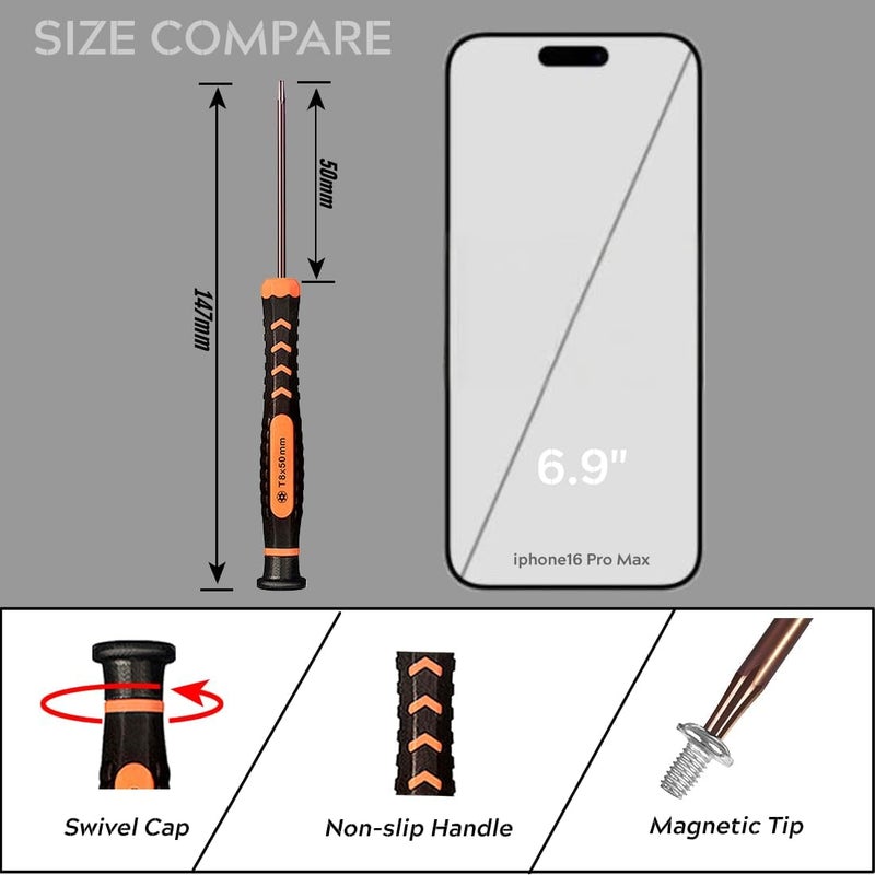 TECKMAN Torx Screwdriver Set of T2-T15, 10-Piece Magnetic Small Torx Security Screwdrivers with T2 T3 T4 T5 T6 T7 T8 T9 T10 T15 Star Screwdriver Tool Kit for Xbox,PS3,PS4,Knife,Computer & Other Device - Image 2